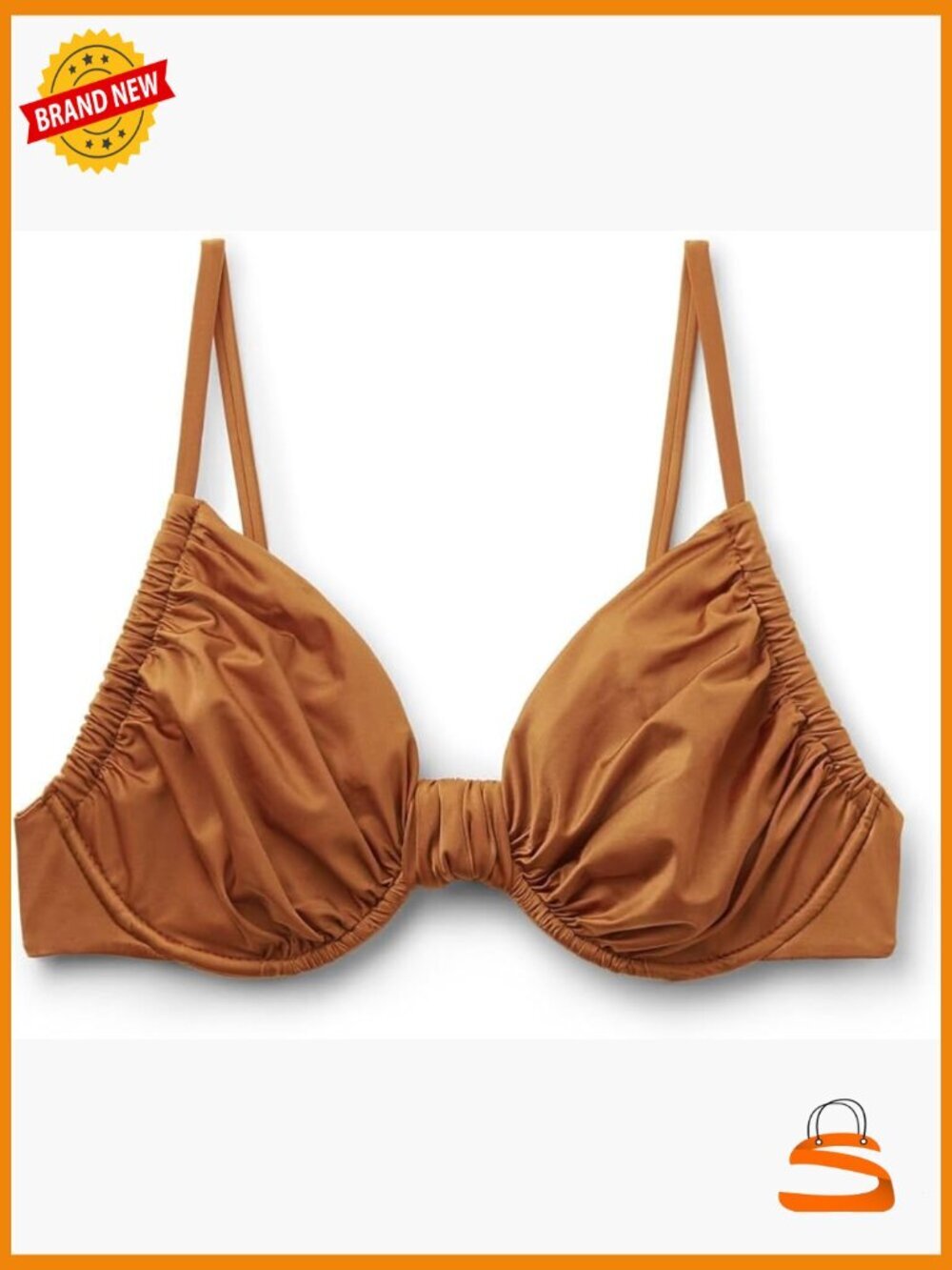 Satin Balconette Bikini Top, Underwire Support, Adjustable Fit, Medium